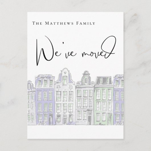 Waterverf van gefingeerde woningen Nieuwe aankondi Briefkaart (Voorkant)