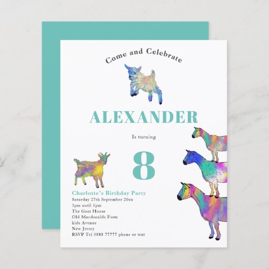 Waterverf van geiten - Birthday Party (Voorkant / Achterkant)