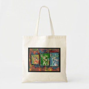 waterverf van gekleurd collage Vrijheidsbeeld Tote Bag