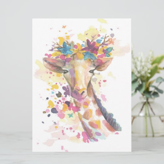 Waterverf van gekleurde Giraffe | Perfect geschenk (Staand voorkant)