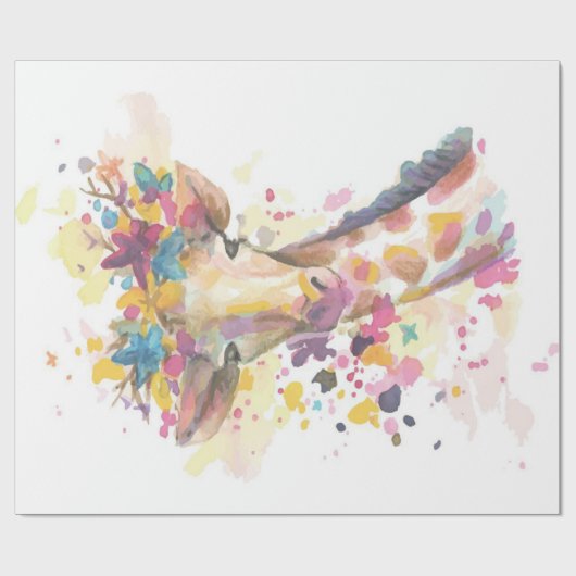 Waterverf van gekleurde Giraffe | Perfect geschenk Cadeaupapier (Vlak)