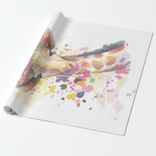 Waterverf van gekleurde Giraffe   Perfect geschenk Cadeaupapier
