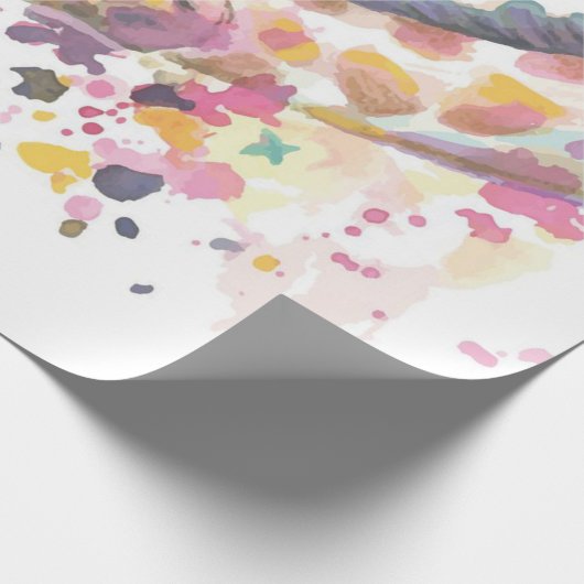 Waterverf van gekleurde Giraffe | Perfect geschenk Cadeaupapier (Hoek)