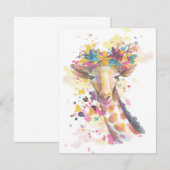 Waterverf van gekleurde Giraffe | Perfect geschenk Kaart (Voorkant / Achterkant)
