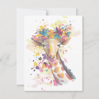 Waterverf van gekleurde Giraffe | Perfect geschenk Kaart