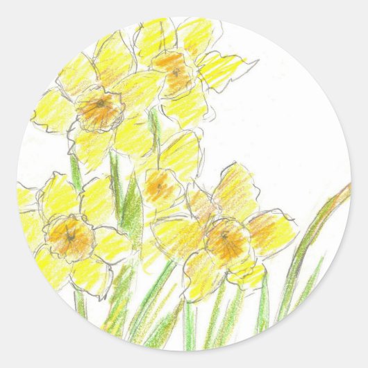 Waterverf van gele bloem ronde sticker (Voorkant)