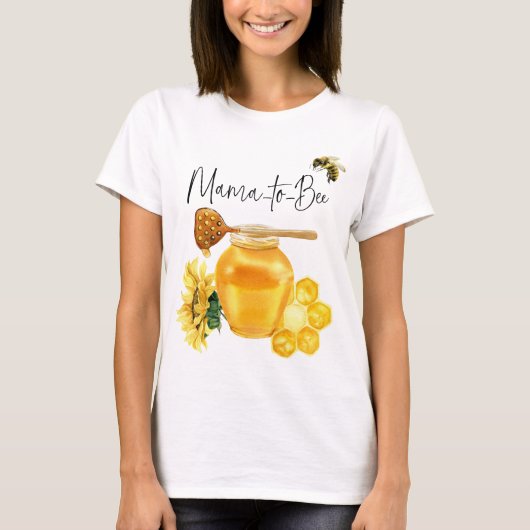 Waterverf van Gele honing Zonnebloem Baby shower v T-shirt (Voorkant)