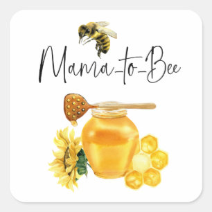 Waterverf van Gele honing Zonnebloem Baby shower v Vierkante Sticker