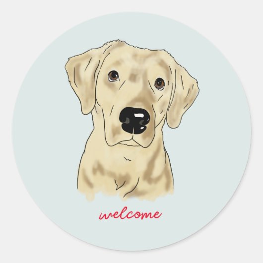 Waterverf van gele labrador ronde sticker (Voorkant)