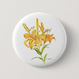 Waterverf van gele tijgerlelaarzen ronde button 5,7 cm