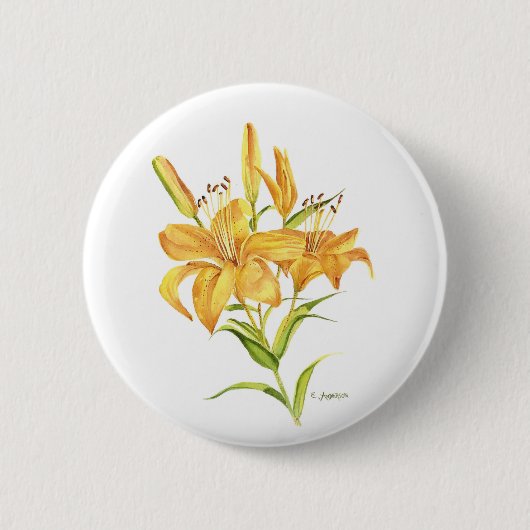 Waterverf van gele tijgerlelaarzen ronde button 5,7 cm (Voorkant)