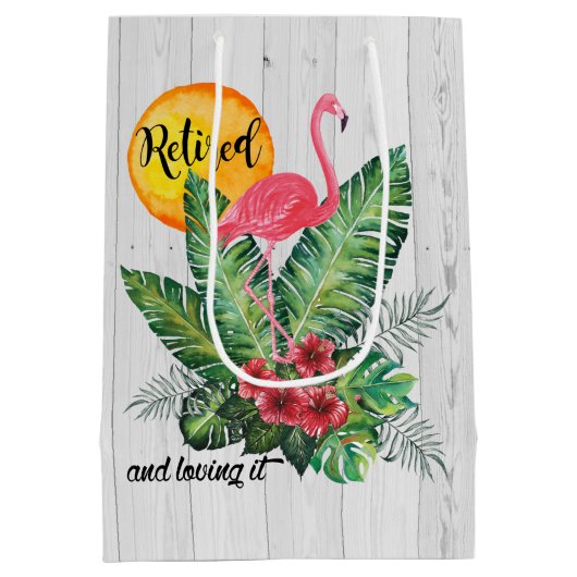 Waterverf van gepensioneerde Flamingo Medium Cadeauzakje (Achterkant)