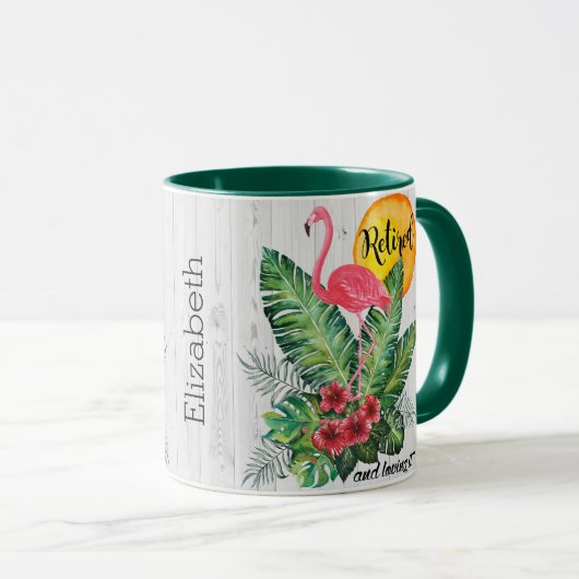 Waterverf van gepensioneerde Flamingo Mok (Voorkant rechts)