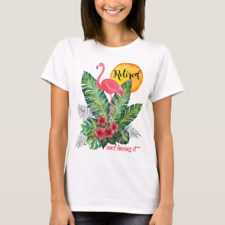 Waterverf van gepensioneerde Flamingo T-shirt