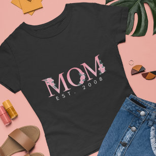 Waterverf van gepersonaliseerd Roos Floral mama T-shirt
