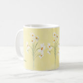 Waterverf van gepersonaliseerde White Daisy Yellow Koffiemok (Voorkant links)