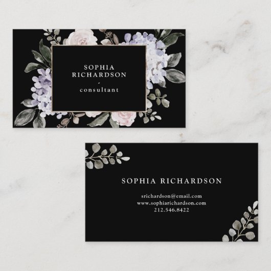 Waterverf van gestookte pasta Hydrangea Floral | Z Visitekaartje (Voorkant / Achterkant)