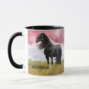 Waterverf van geweldige paarden Koffiekoffie Mok