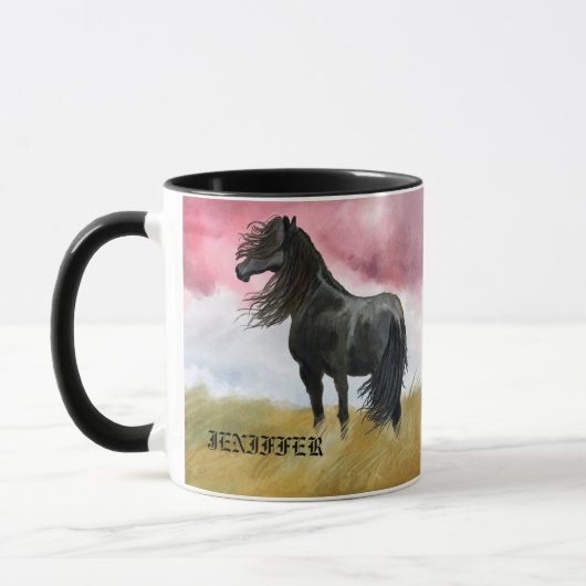 Waterverf van geweldige paarden Koffiekoffie Mok (Links)