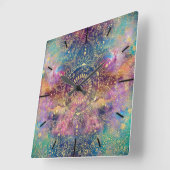 Waterverf van goud en nebula mandala vierkante klok (Hoek)