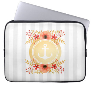 Waterverf van goudkoorts met schuine streep laptop sleeve