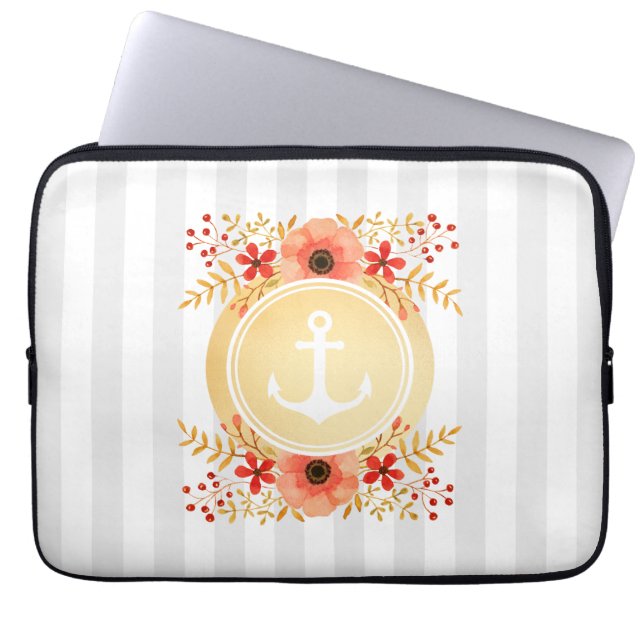 Waterverf van goudkoorts met schuine streep laptop sleeve (Voorkant)