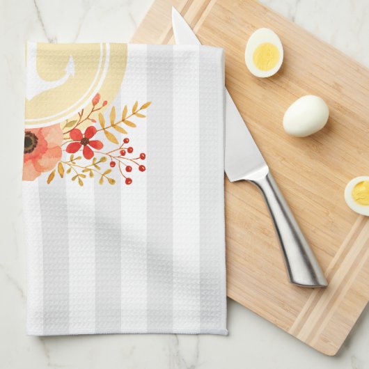 Waterverf van goudkoorts met schuine streep theedoek (Quarter Fold)