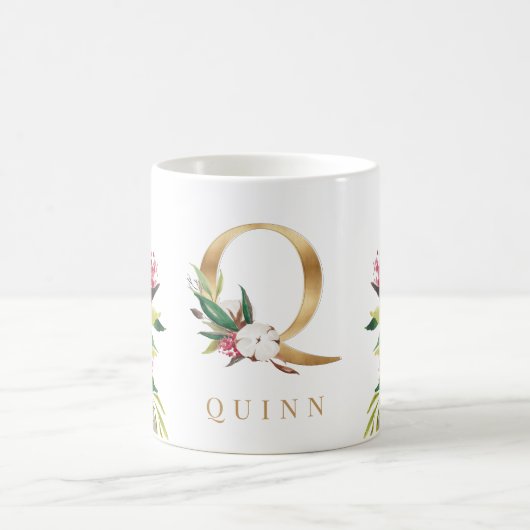 Waterverf van goudmonogram koffiemok (Center)