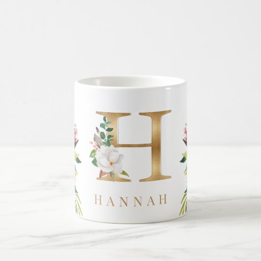 Waterverf van goudmonogram koffiemok (Center)