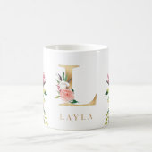 Waterverf van goudmonogram koffiemok (Center)