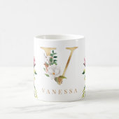 Waterverf van goudmonogram koffiemok (Center)