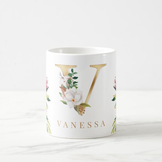 Waterverf van goudmonogram koffiemok (Center)