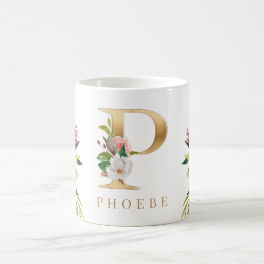 Waterverf van goudmonogram koffiemok (Center)