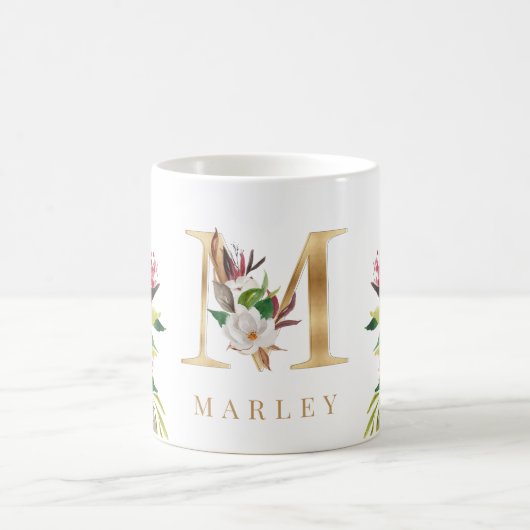 Waterverf van goudmonogram koffiemok (Center)