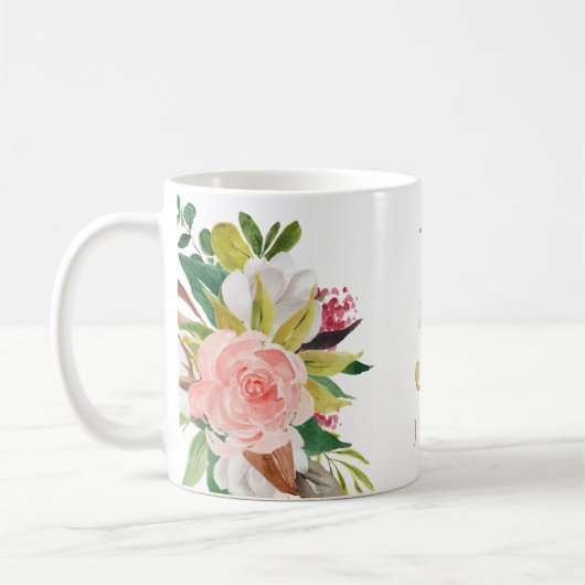 Waterverf van goudmonogram koffiemok (Links)