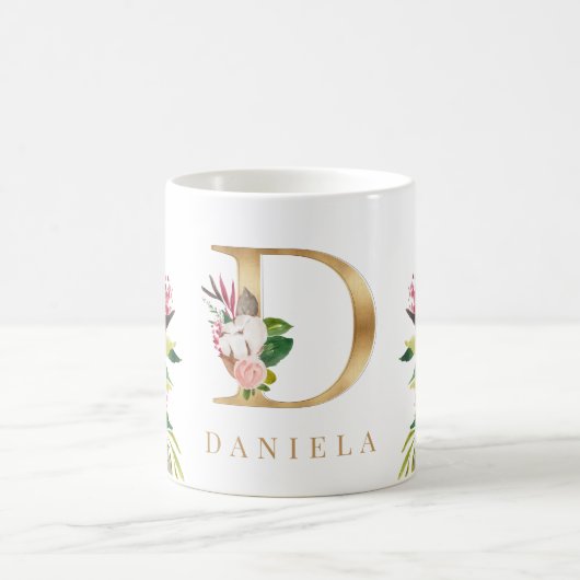 Waterverf van goudmonogram koffiemok (Center)