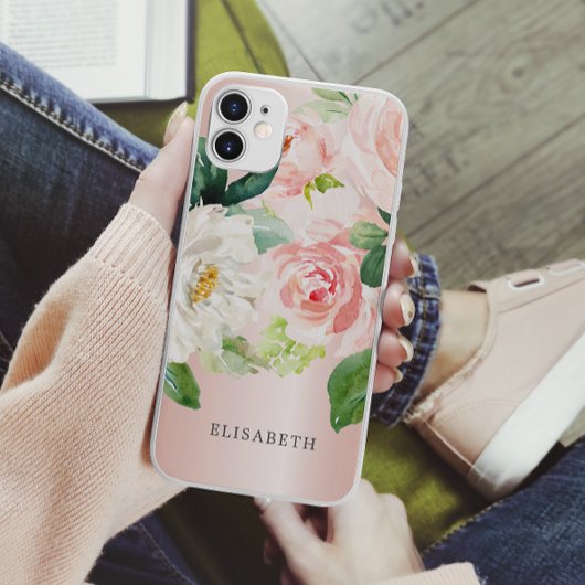 Waterverf van goudroze ivoor met Jouw naam Case-Mate iPhone Case