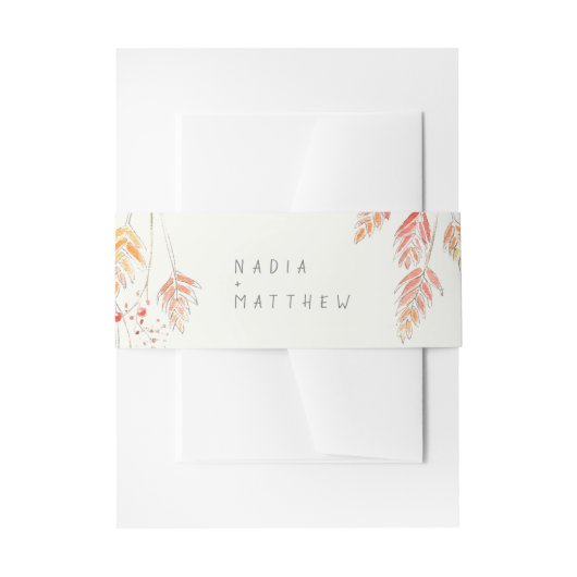 Waterverf van gras en bessen komt bij bruiloft uitnodigingen wikkel (Voorkant Voorbeeld)