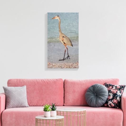 Waterverf van Great Blue Heron Canvas Afdruk (Insitu (Woonkamer))