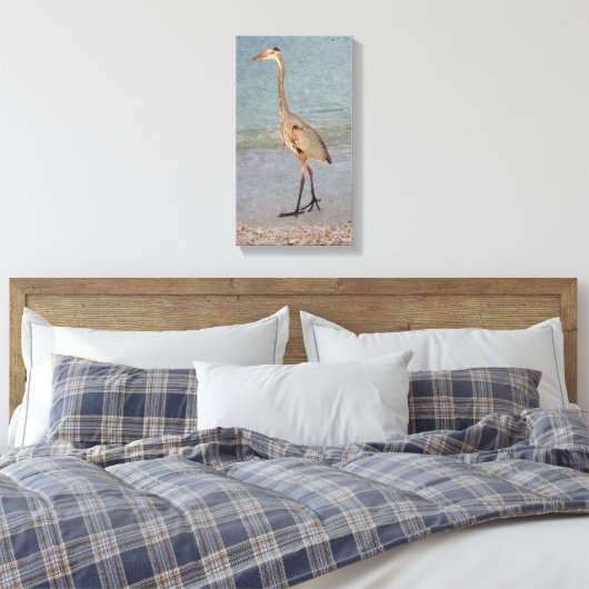 Waterverf van Great Blue Heron Canvas Afdruk (Insitu (Slaapkamer))