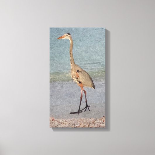 Waterverf van Great Blue Heron Canvas Afdruk (Voorkant)