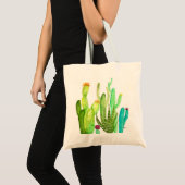 Waterverf van groene cactussen succulent plant tote bag (Voorkant (product))