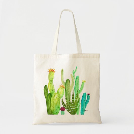 Waterverf van groene cactussen succulent plant tote bag (Voorkant)