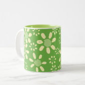 Waterverf van groene Daisy Flower Pattern Tweekleurige Koffiemok (Voorkant links)