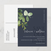 Waterverf VAN GROENE NAVY EUCALYPTUS BEWAREN DE DA Aankondigingskaart (Voorkant / Achterkant)