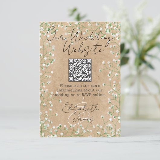 Waterverf van Gypsophila Floral onze bruiloft Informatiekaartje (Staand voorkant)