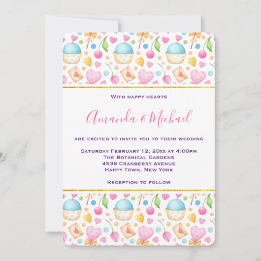 Waterverf van hart en liefde kaart (Voorkant)