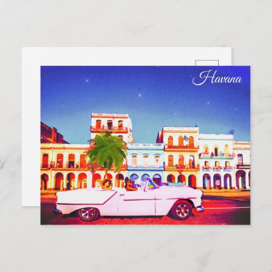 Waterverf van Havana Cuba Briefkaart (Voorkant / Achterkant)