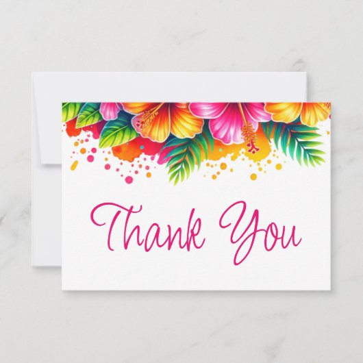 Waterverf van Hawaiian Tropical Floral Bedankkaart (Voorkant)