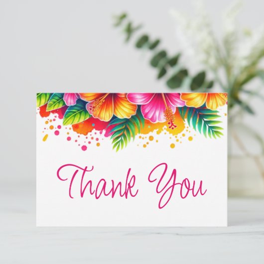 Waterverf van Hawaiian Tropical Floral Bedankkaart (Staand voorkant)